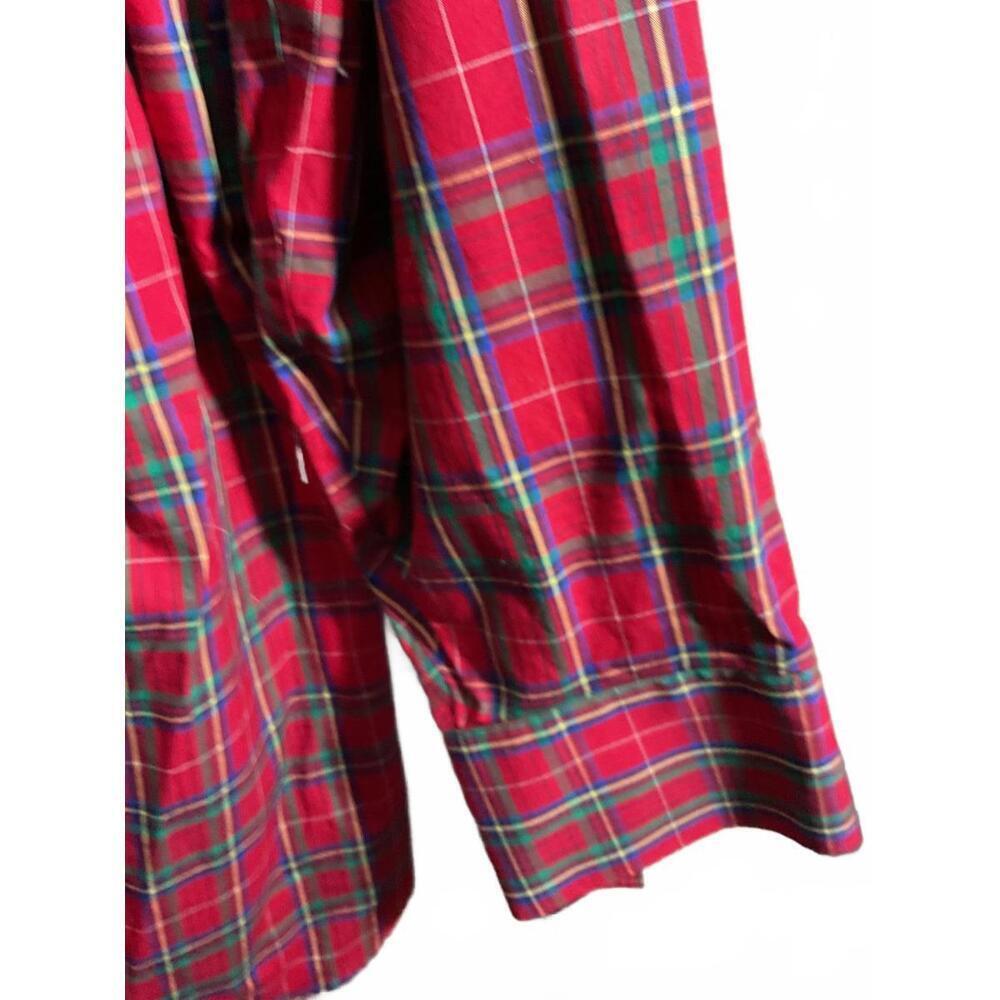 Lands' End Red Plaid No Iron Supima 1/4 button Tunic 20 Womans Pullover - Picture 8 of 9